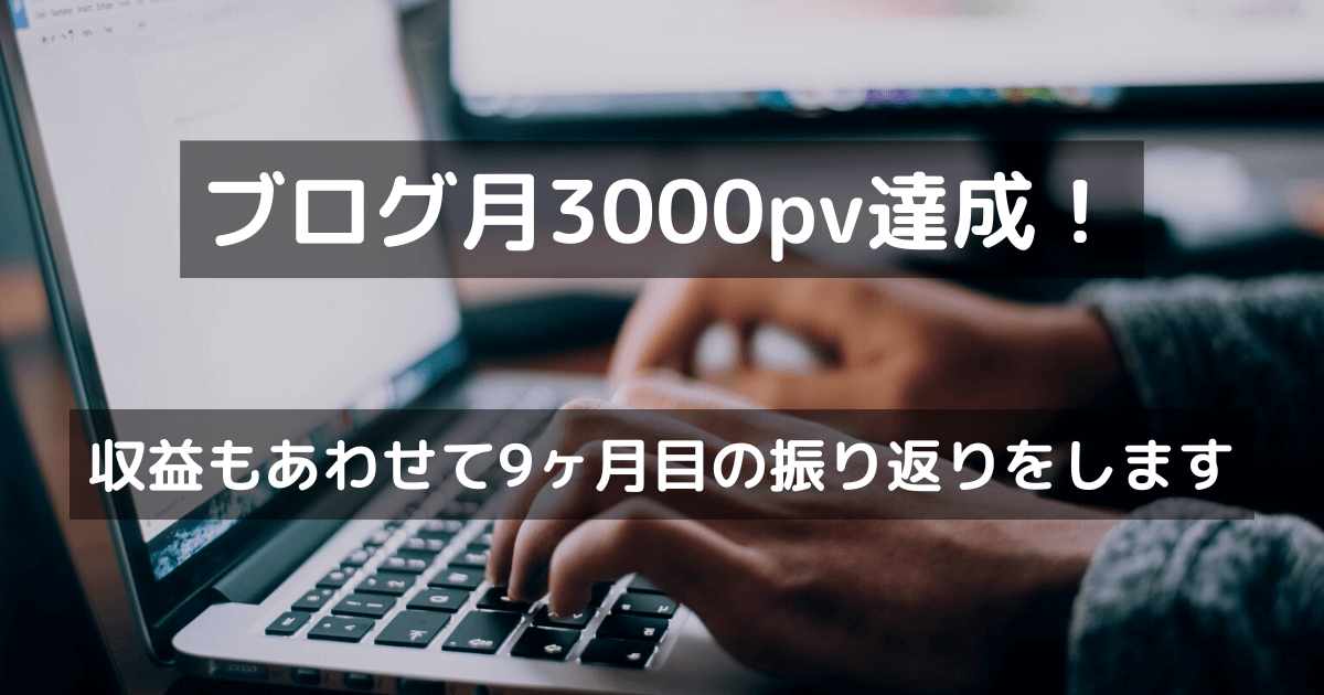 ブログ月3000pv達成！　収益もあわせて9ヶ月目の振り返りをします