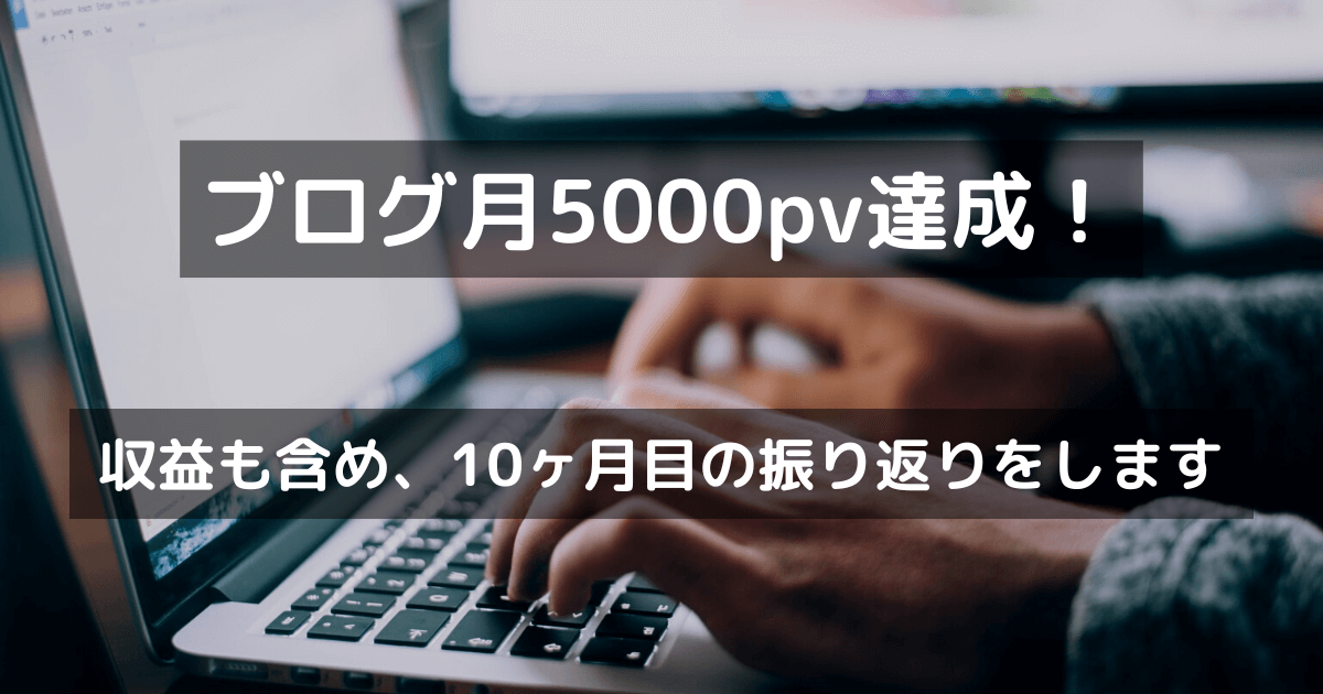 ブログ月5000pv達成！　収益も含め、10ヶ月目の振り返りをします